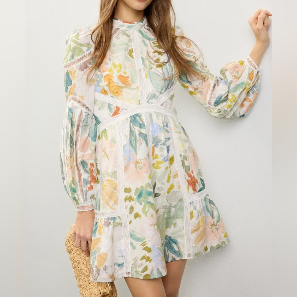 Ted Baker Tealan Dress Multicolor Floral Long Sleeve Mini